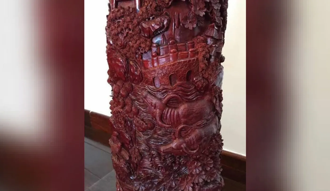 Red sandalwood Abstract Natural Wood Artifact Centerpiece from the Arka Crimson catalogue